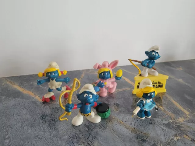 Vintage Smurfs Figures ( Lot Of 5 ) 1980s Peyo Schleich