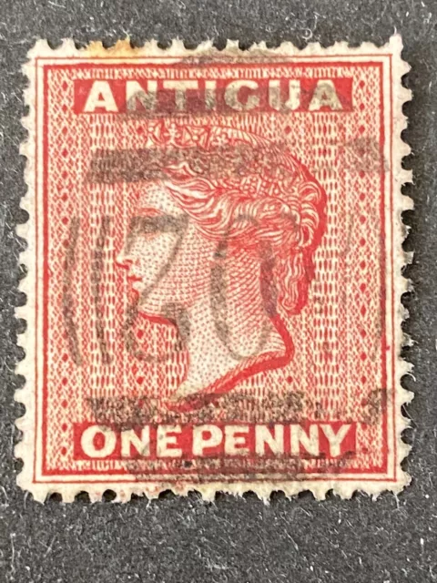 ANTIGUA, SCOTT # 5, 1p. VALUE LAKE WMK. CROWN CC 1872 QV ISSUE USED