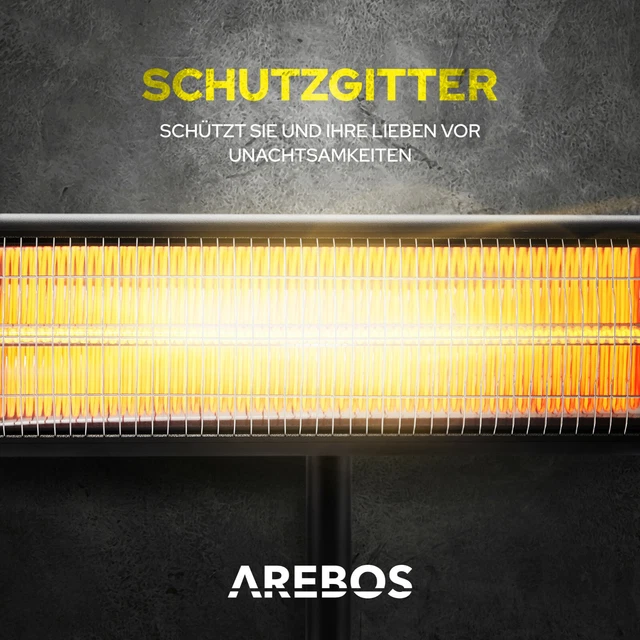 AREBOS Infrarotstrahler Heizstrahler Terrassenstrahler Wärmestrahler 2500W FB 3