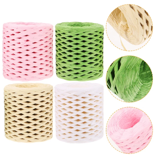 4 Rolls Raffia Ribbon Gift Wrapping Ribbon Present Diy Accessory Packing Supply