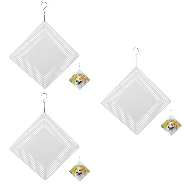 3pcs Gartenwindspinner DIY Sublimation Wind Hanging Ornament Metall