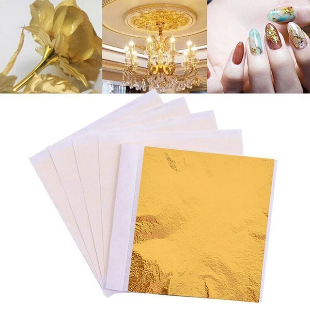 100 Uds. De papel artesanal de 8x8,5 cm, hojas de cobre de plata dorada de imita