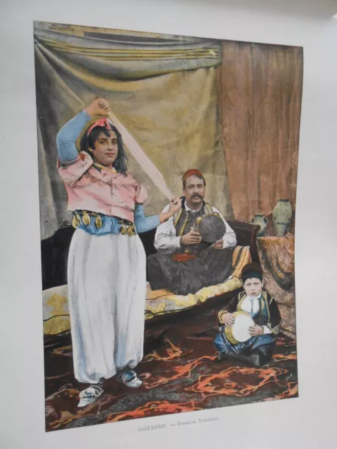 Tunisie - Danseuse Tunisienne Photochromie Gravure fin 19ème