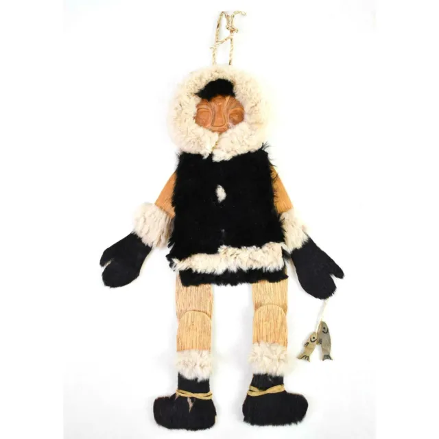 Vintage Inuit Puppet Doll Eskimo Alaskan Marionette Signed by Artist