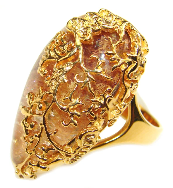 Magic genuine Phantom Quartz 18K Gold over .925 Sterling Silver handmade Cocktai 3