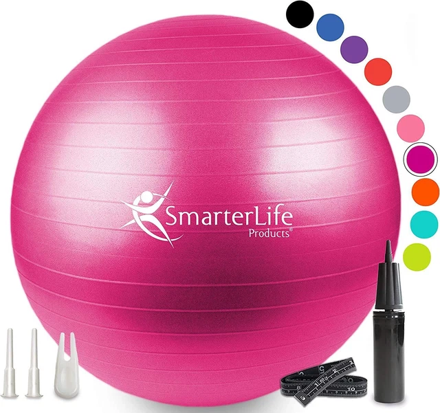 WORKOUT EXERCISE BALL FUCHSIA For Fitness, Yoga, Balance, Stability, Or Birthing