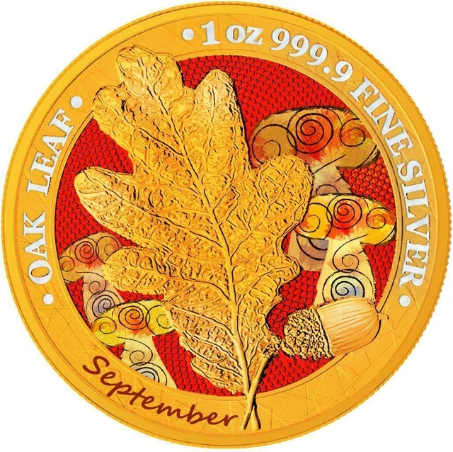 Germania 2019 5 Mark Oak Leaf -  Series 12 Months - September 1 Oz Silver Coin