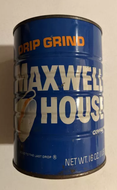 Vintage 1960s Unopened Maxwell House Coffee Tin 1 LB Full Sealed Can Drip Grind