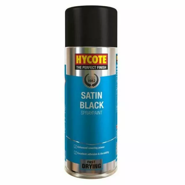 Hycote Satin Black Spray Paint Aerosol Auto Car Multi-Purpose Fast -Drying 400ml