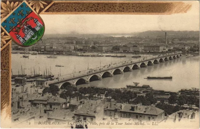 CPA BORDEAUX-Le Pont et la Ville taken from the Tower St-MICHEL (28058)