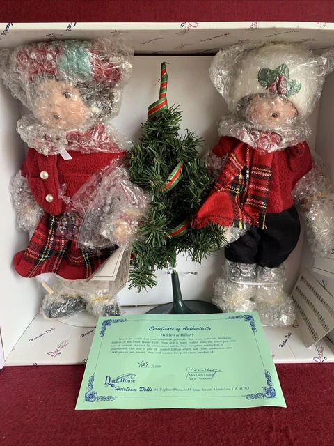 Duck House heirloom dolls Holden & Hillary 628/5000- Original Box-COA-Christmas