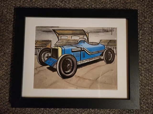 Beautiful Vintage Bernard Buffet Print Framed. Classic Bugatti Type 35