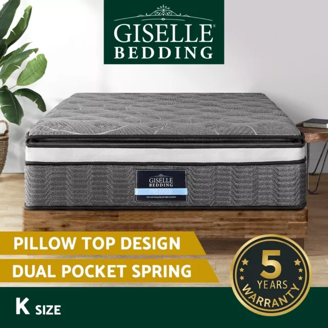 Giselle Bedding 34cm Mattress Pillow Top Bed Double Pocket Spring Bamboo King