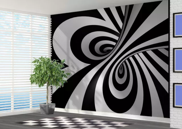 Black and white 3d swirl Wallpaper wall mural wall art (14910839) 3d swirl