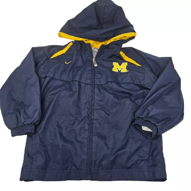 Giacca Wolverines University of Michigan taglia 4T ragazzi ragazze blu cappuccio giallo