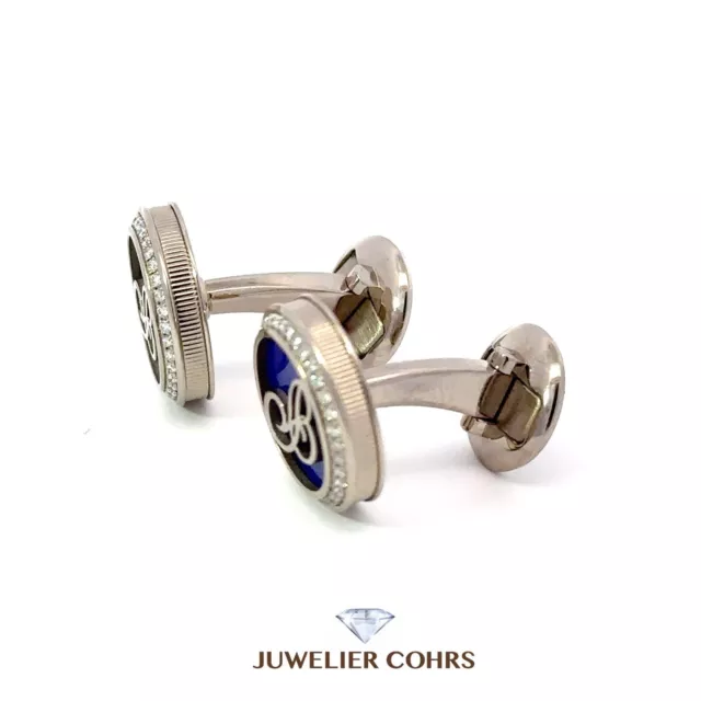 Breguet Rotor 18 Karat Gold Lapislazuli Manschettenknöpfe Diamanten/Cufflinks 2