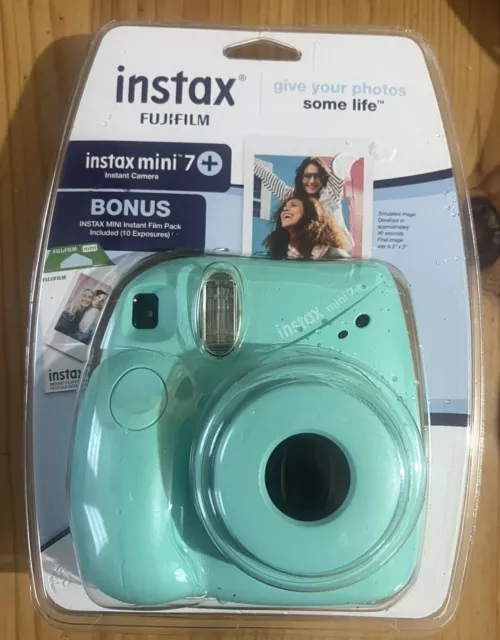 Fujifilm Instax Mini 7+ Instant Camera With Bonus Film, Seafoam Green - SEALED