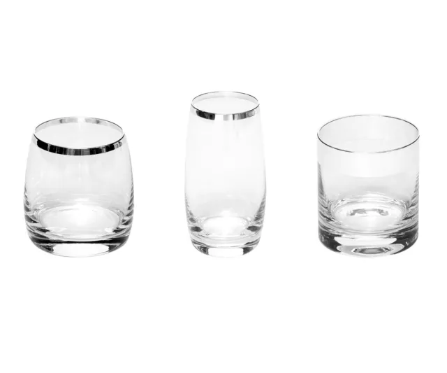 Copas de Cristal Con Plata Fina Lujo Vasos Jugo & Vaso de Agua Whisky Vaso