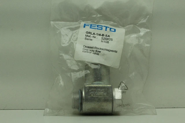 Festo GRLA Drossel Rückschlagventil Anschluß G 1 / 4  für Schlauchgr