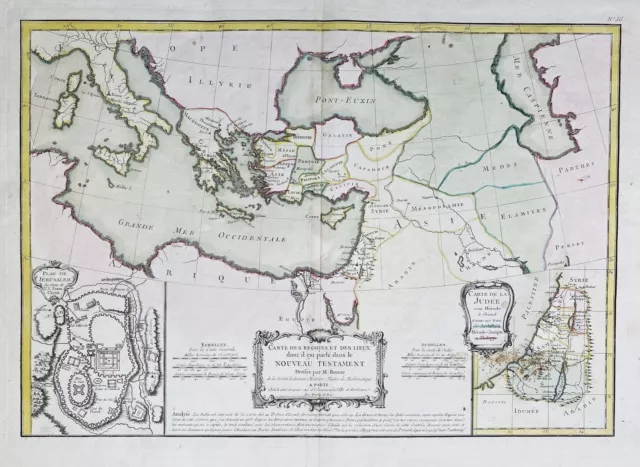 Orient Asia Israel Jerusalem Holy Land Cyprus map Karte Bonne engraving 1780