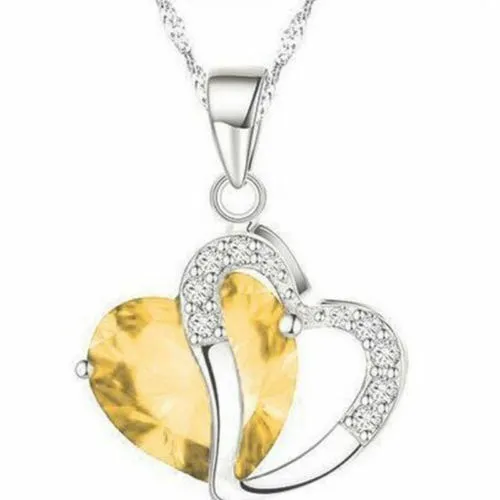 Fashion Women Heart Crystal Rhinestone Silver Chain Pendant Necklace Jewelry New