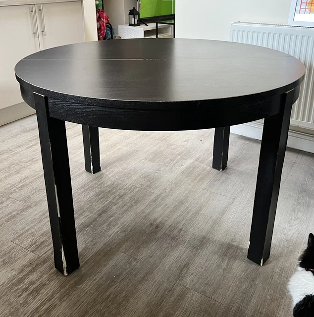 IKEA BJURSTA BROWNBLACK Wooden Round Dining Table Extendable £25.00