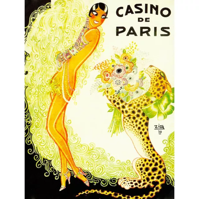 Advert Music Hall Paris Showgirl Leopard Cat Casino 30X40 Cms Fine Art Print Art