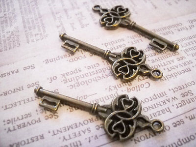 Bronze Key Pendants Steampunk Keys Key Charms Antiqued 45mm 25/50/100