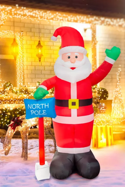 8FT Santa Claus Inflatable Outdoor Decoration LED Lights Blow Up Christmas Yard