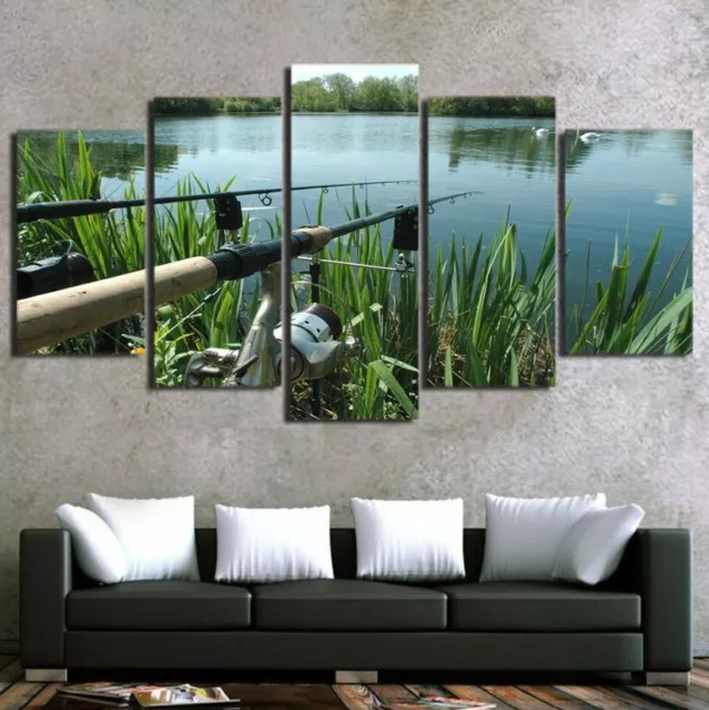 ORIGINAL PAINTING CANVAS Fishing Art Picture Small Gifts For Men Women  Boats Sea $45.93 - PicClick AU