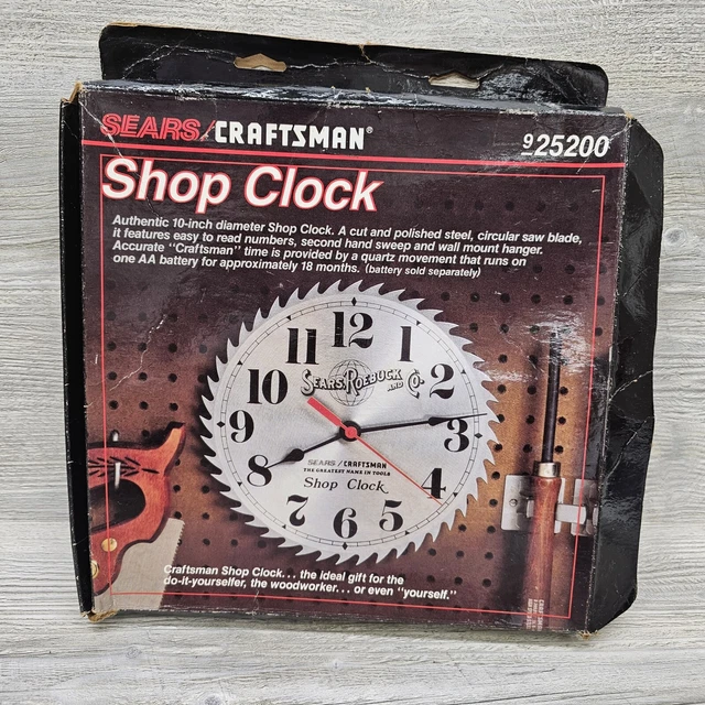 VTG CRAFTSMAN SEARS Roebuck 10" Steel Saw Blade Shop Clock 925200 New