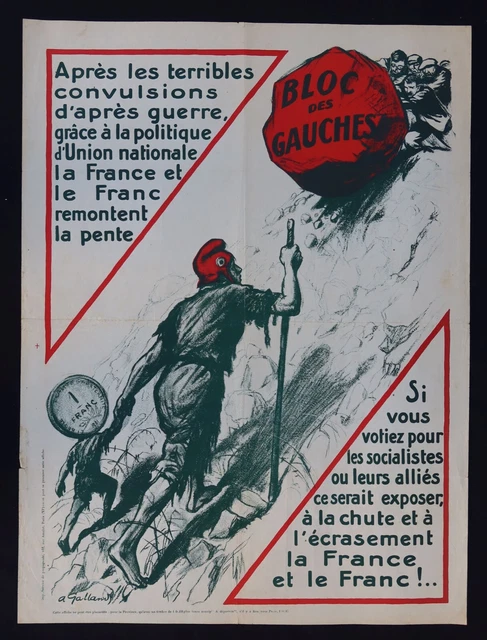 AFFICHE BLOC DES GAUCHES d'après GALAND Service de Propagande Paris