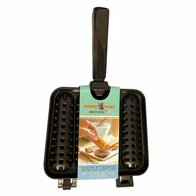Nordic Ware Waffle Maker Pan Mold Makes 4 Dippers Sticks Cast Aluminum Non Stick