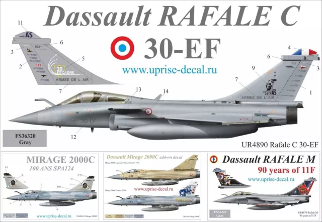 1:48 Autocollant Dassault Rafale C 30-EF - Autocollant UpRise UR4890