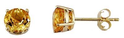 Estate 1.70Ct Aaa Citrine 14Kt Yellow Gold Classic 4 Prong Round Stud Earrings