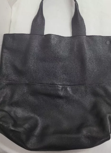 COS Black Pebble Leather Large 17"x 17" Tote Shoulder Bag