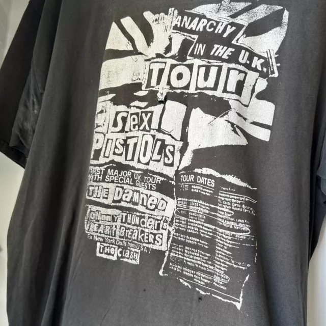 VINTAGE 90s | Sex Pistols Anarchy In The UK Thrashed Band T-Shirt sz XL 3