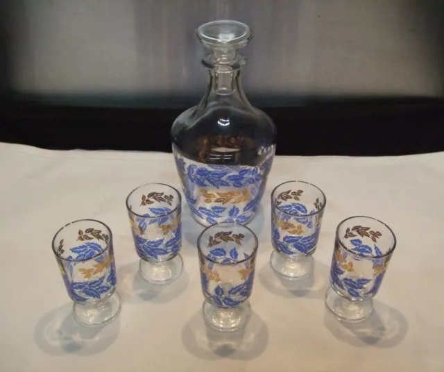 Vintage French Liqueur Set,Decanter/5 Glasses.