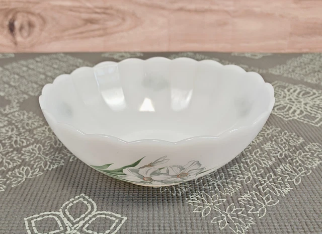 Saladier Vintage Arcopal France – Motif Narcisses, Verre, Bon état
