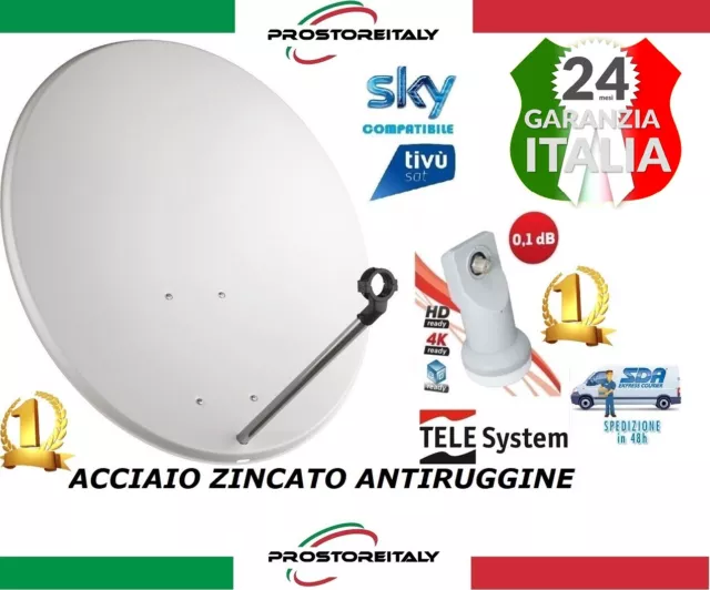 Parabola 60 Cm Acciaio Antenna Satellitare Per Sky,Tivusat+ Lnb Occhio 1 Uscita