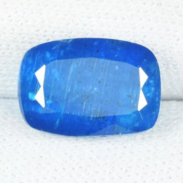 7.38 ct BEAUTIFUL LUSTER NEON BLUE  NATURAL APATITE RARE GEMS Cushion See Vdo BS