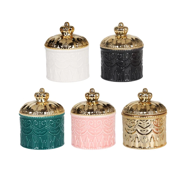 Round Jewelry Box Ceramic Dish Trinket Storage Tank Jewelry Display Stand Pot