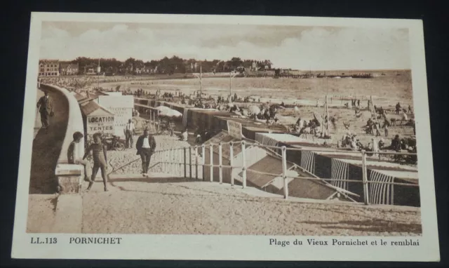 Cpa Carte Postale 1930-1950 Plage Du Vieux Pornichet Remblai Loire Atlantique 44