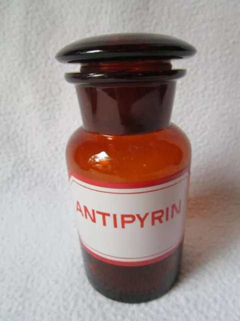 alte kleine Apothekerflasche mit Schliff-Stopfen Antipyrin Separanda emailliert