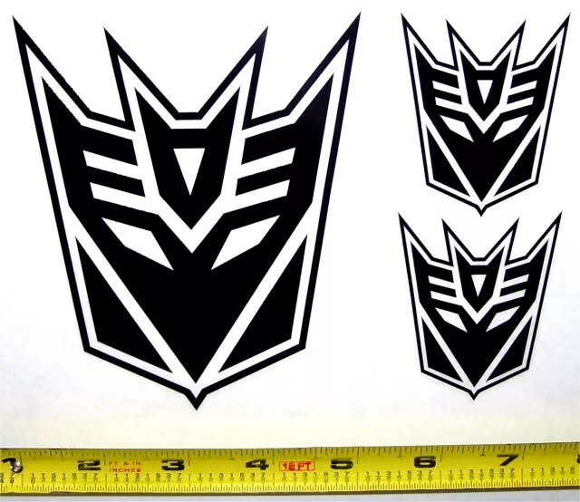 Transformers - Decepticon Set of 3 HQ Single Color Vinyl Sticker Decals