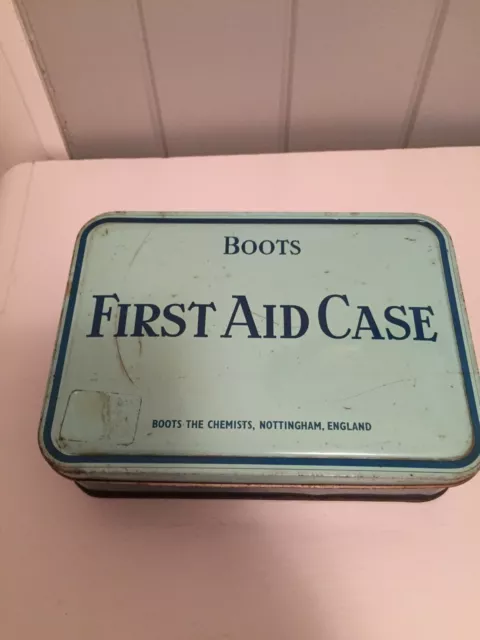 COLLECTABLE VINTAGE RETRO 1950's BOOTS THE CHEMIST FIRST AID CASE TIN EMPTY