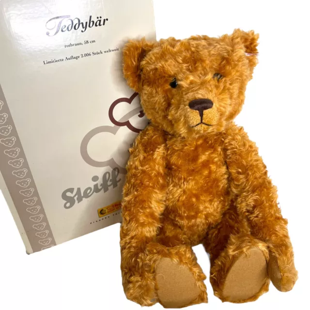 STEIFF Teddybaer Rotbraun Bear Red Brown Mohair Growler COA 037054 LE 203/2006 2