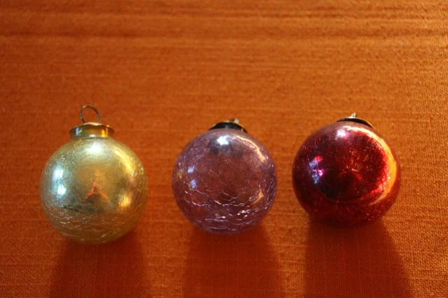 Lot De 12 Boules De Noël Anciennes En Verre églomisé Et