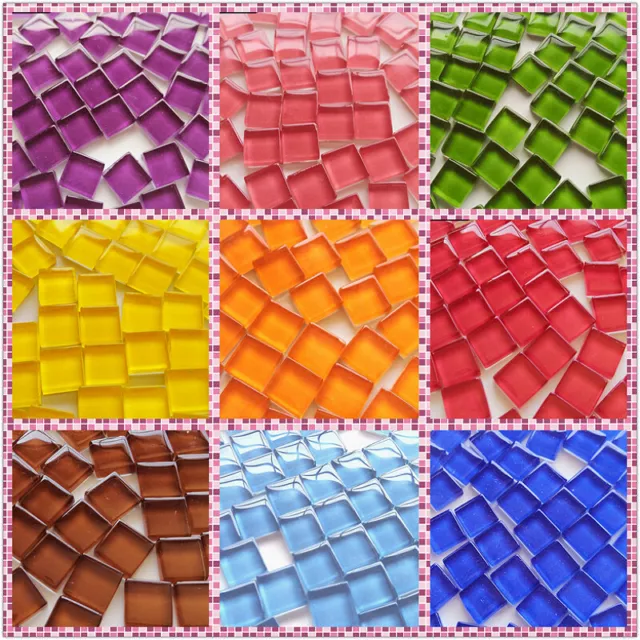 Creative 300 X Square Glass Mosaic Tiles Solid Clear for DIY Crafts Home Decor