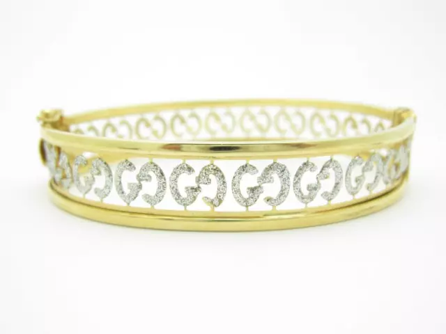 14k Blanc & Jaune or Diamant Coupe Filigrane Unique Bracelet Cadeau Neuf